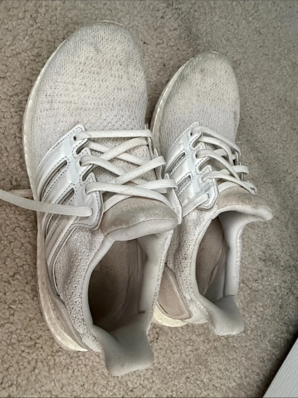 Women's Off-White Knit Lace-Up Athletic Sneakers ultra boost